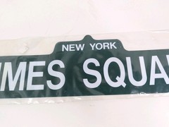 Times Square New York Street Sign Man Cave Décor Plastic Sign 4″ x 18″ Vtg USA