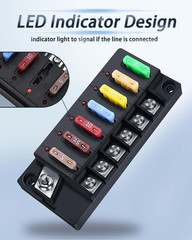 12V Fuse Block, 6 Circuits Waterproof Marine Fuse Panel Relay Box Kit with LED I