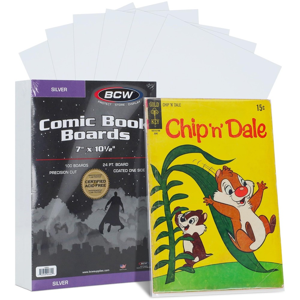 BCW Silver Comic Book Backing Boards 7 x 10.5 – 100 Pack | Certified Acid-Free