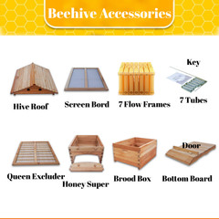 Bee Hive Boxes, Bee Hive Starter Kit – With 7 Flowing Bee Hive Frames