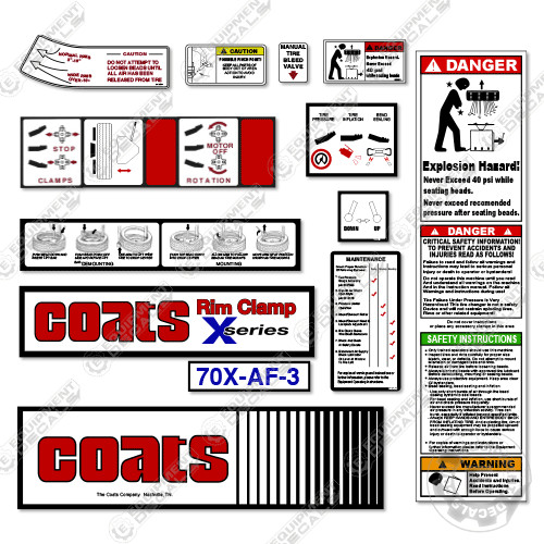 Fits Coats 70X-AF-3 Decal Kit Rim Clamp – 7 YEAR OUTDOOR 3M VINYL!