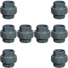 8-Pk 1 in. SCH-80 PVC Unions Slip/Socket w/ EPDM O-Ring Seals ASTM F1970 Fitting