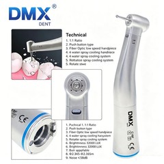 DMXDENT C8F Dental 1:1 Fiber Optic LED Contra Angle Handpiece Low Speed Fit NSK