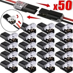 20/50 Pieces of Locking Plug-In Dual-Wire Led Connectors, 2-Pin 2-Way