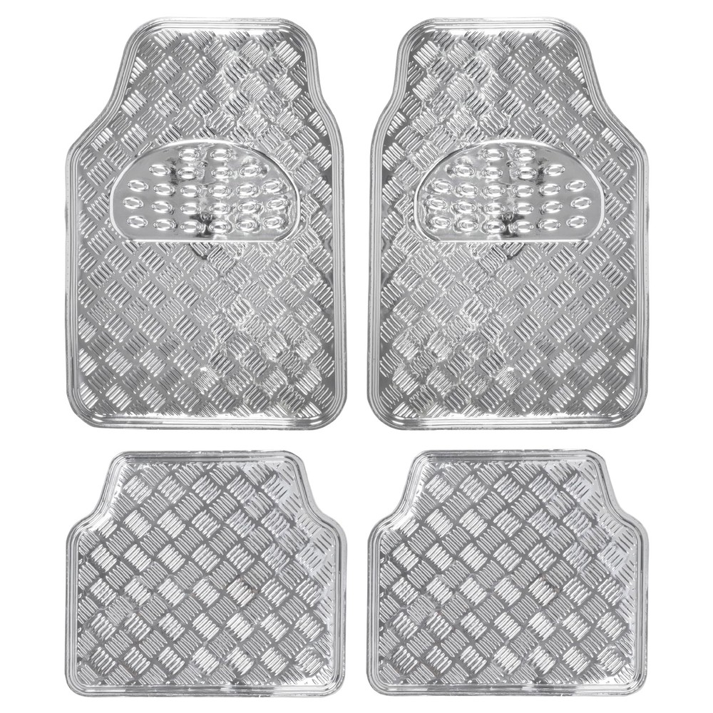Bdk Metallic Chrome Car Floor Mats All-Weather Universal Fit Automotive Floor
