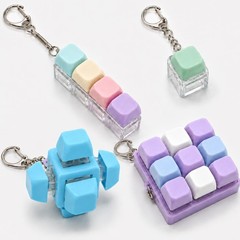 MILAKE Keyboard Fidget Set, 4 Pcs Small, Purple, Pink, Green, Blue, Yellow