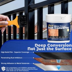 Rust Converter & Metal Primer – 35 Oz Black Anti-Rust Coating for Protection