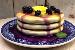 Faux/Fake Blueberry Pancakes Melting Butter & Syrup Breakfast Food Display Prop