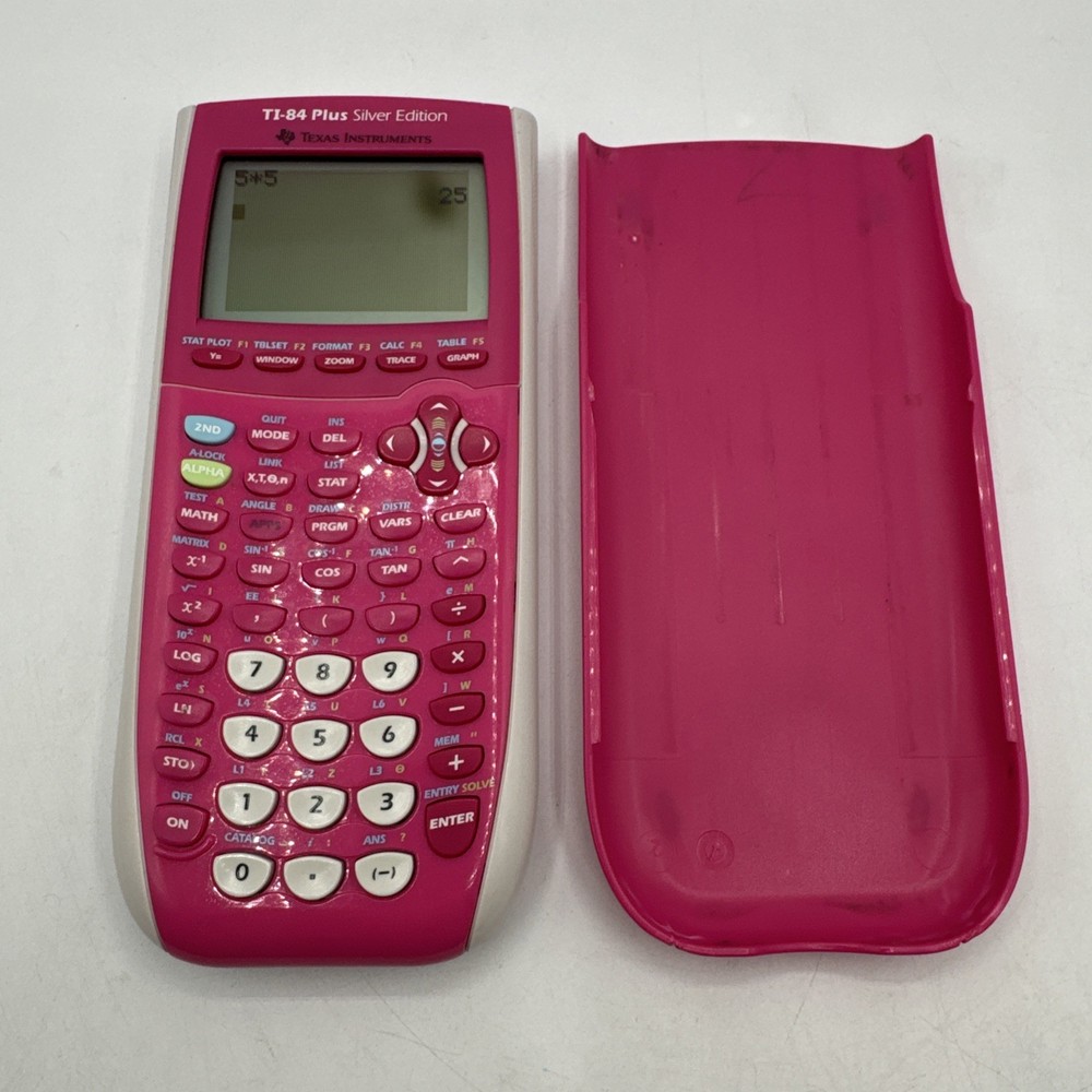 Texas Instruments TI-84 Plus Silver Edition Graphing Calculator Pink W/ Cover