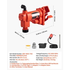 Uimoso 110V Electric Fuel Transfer Pump, 15 GPM Flow Rate with Fuel Nozzle