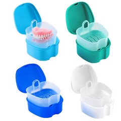 JMU Denture Retainer Case w/ Strainer Apple Shaped False Teeth Storage Box