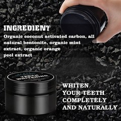 2-Pack Teeth Whitening Charcoal Powder + Bamboo 0.53 Ounce (Pack of 2), Black