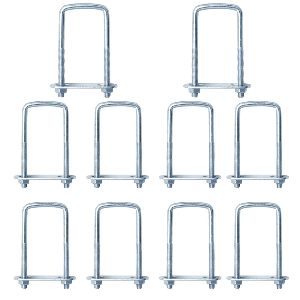 10 Pcs 1-1/2″ Inch Wide Square U-Bolt for Trailer, 3/8″ x 1-1/2″ x 4-3/8″, Elect
