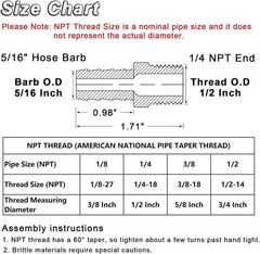 4Pcs Brass Hose Barb Fittings 5/16″ Hose Barb to 1/4 NPT Male Thread Air