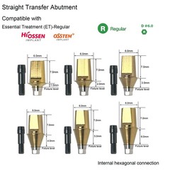 US Dental Ti Standard Straight Abutment W/Replica Screw fit Hiossen ET Regular