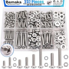 Assorted 304 Stainless Steel Bolts, Nuts & Washers Kit – 8 Screw Sizes Included