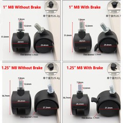 1″/1.25″/1.5″/2 Inch Swivel Caster Plastic 360 Degree Threaded Stem Caster Wheel