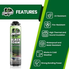 Sprayman Black Foam Sealant – (12×24 Oz) Expanding Polyurethane Pond & Landscape
