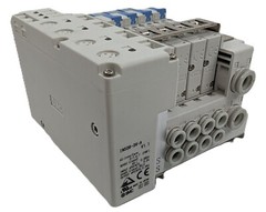 SMC SS5Y3-10S-X597 Pneumatic Manifold Bank 4 Station Base IN508-36-A NEW