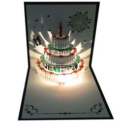 Akeydeco 3D Pop Up Birthday 5.9 inches x inches, blue card Warm light