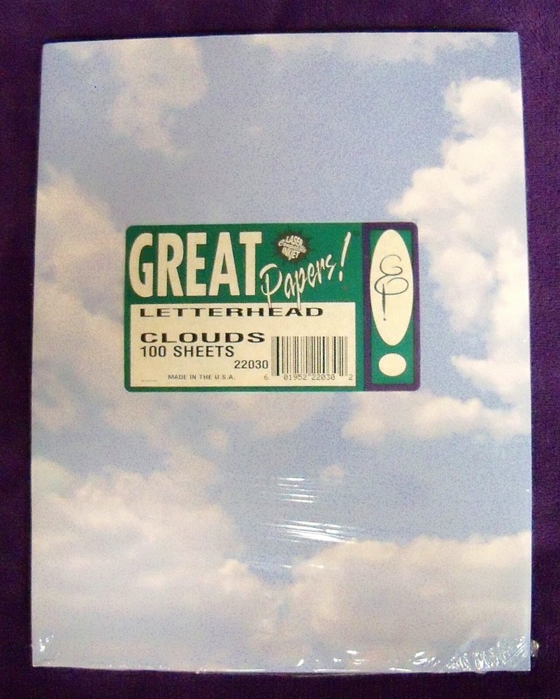 Stationary Paper Letterhead – Clouds (100 sheets) Laser-Inkjet Compatible Sealed