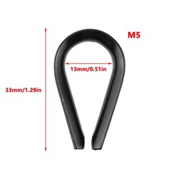 M5 Stainless Steel Thimble,Rope Thimble Rigging,Black,12Pcs