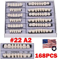 168PC Acrylic Resin Denture #22 Dental Upper Lower Shade A2 Teeth Set USA