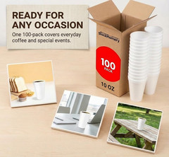 10 Oz Insulated Foam Cups – Disposable for Hot & Cold Beverages, 100 Pack