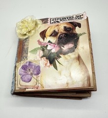 Hand Made Junk Journal Doggy And Yellow Flower. Medium Is Brown Paper Bags