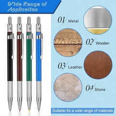 4 Pieces Welder Pencil with 60 round Refills Metal Marker Pen for Construction
