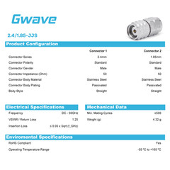 2.4mm Male to 1.85mm Male Adapter, DC – 50GHz