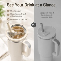 2 Pack 40oz LeakProof Tumbler Flip Straw StanleyLid Replacement White