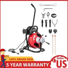 Drain Cleaner Machine ,75 FT x 1/2 In Portable Auto Feed Sewer Snake Drain Auger