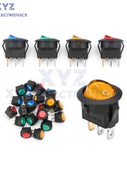 20PCS 3-Pin Rocker Switch Toggle DC12V Led Light Car Auto Boat Round ON/OFF 8A
