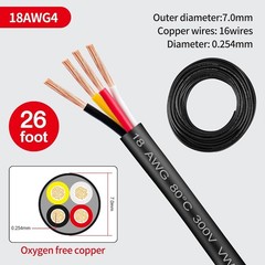 18 Gauge Wire 4 Conductor,18 AWG Electrical Wire Stranded PVC Cord Oxygen-Free C
