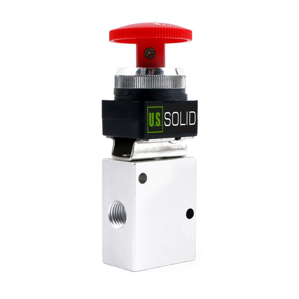 U.S. Solid 1/4″ Pneumatic Control Mechanical Valve 3 Way 2 Position Red Button