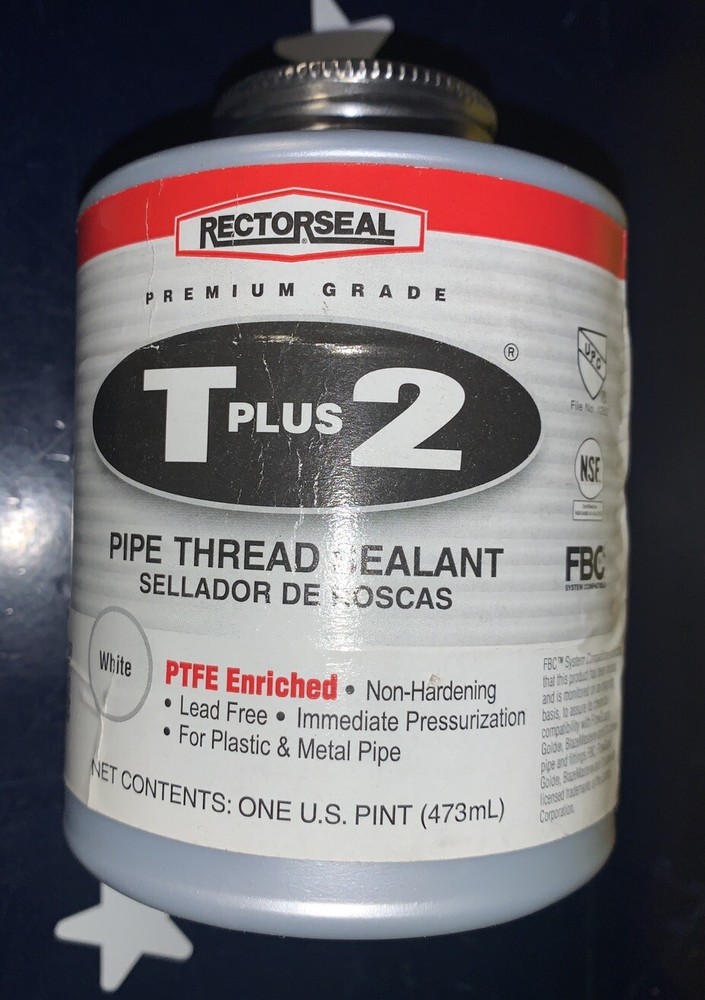 Rectorseal Premium TPLUS2 Pipe Thread Sealant One PINT White 473mL 23431