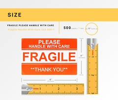 3 Rolls ; 500 Labels Per Roll 2×3 Pre-Printed FRAGILE HANDLE WITH CARE Labels