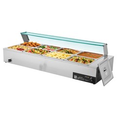 Uimoso Commercial Food Warmer 8-Pan 1700W Buffet Bain Marie with Glass Lid