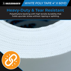 White Vapor Barrier Tape – 4″ x 60 Yd, 9 Mil Polyethylene – USA Made – Sandbaggy