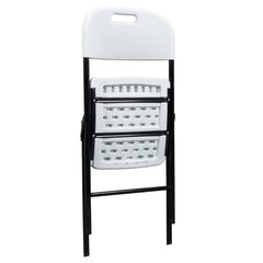 4-8 PCS Commercial Contoured Folding Chairs Set Steel Frame Plastic Seat White