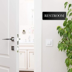 Restroom Sign – Ideal Bathroom Signs for the 9″L x 3″W, Black
