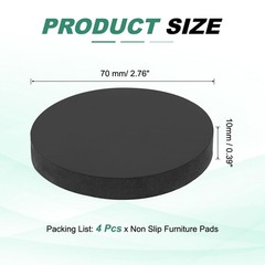 4Pcs 2-3/4″ (70mm x 10mm) Round Rubber Non Slip Furniture Pads