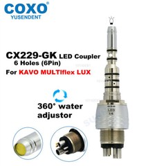 COXO Dental Turbine Fiber Optic High Speed Handpiece LED Coupler 6 Pin Fit KAVO