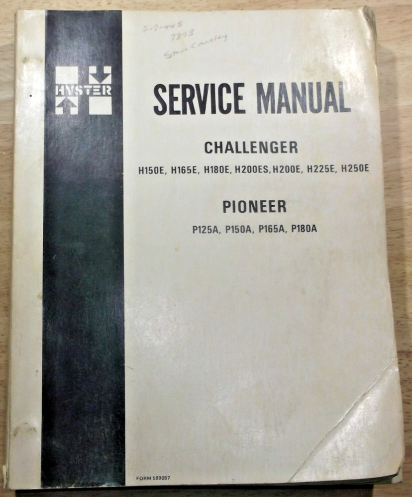 HYSTER H150E H165E H180E H200E H225E P165A P180A FORKLIFT SERVICE REPAIR MANUAL