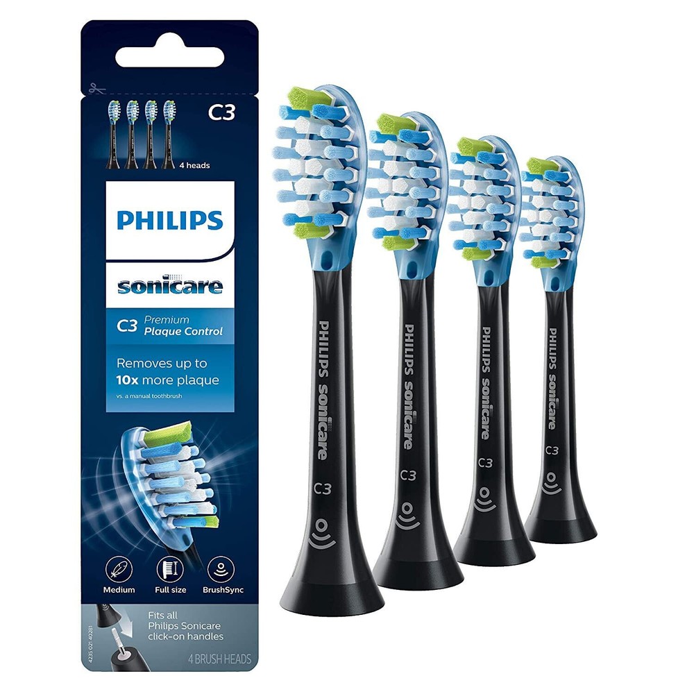 4-Pack Genuine Philips C3 Premium Plaque Control Brush Heads C3-black-HX9044/17