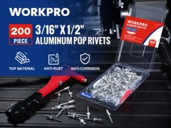 WORKPRO 200PC Aluminum Blind Rivet 3/16″x1/2″ Pop Rivet Assortment Steel Mandrel
