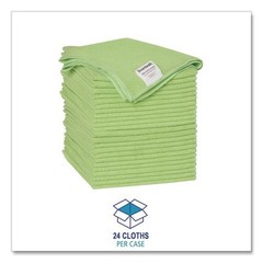 Boardwalk 16GRECLOTHV2 16 in. x 16 in. Microfiber Cloths – Green (24/Pack) New