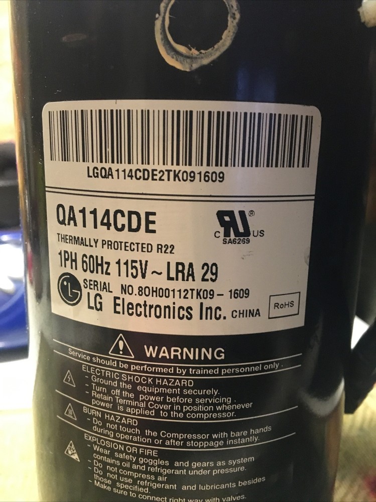 LG QA114CDE 1PH 60Hz 115V LRA 29 R22 Compressor