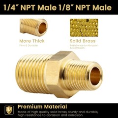 Heavy Brass Pipe Nipples 1/4 NPT x 1/8 NPT – Set of 4 Durable Connectors